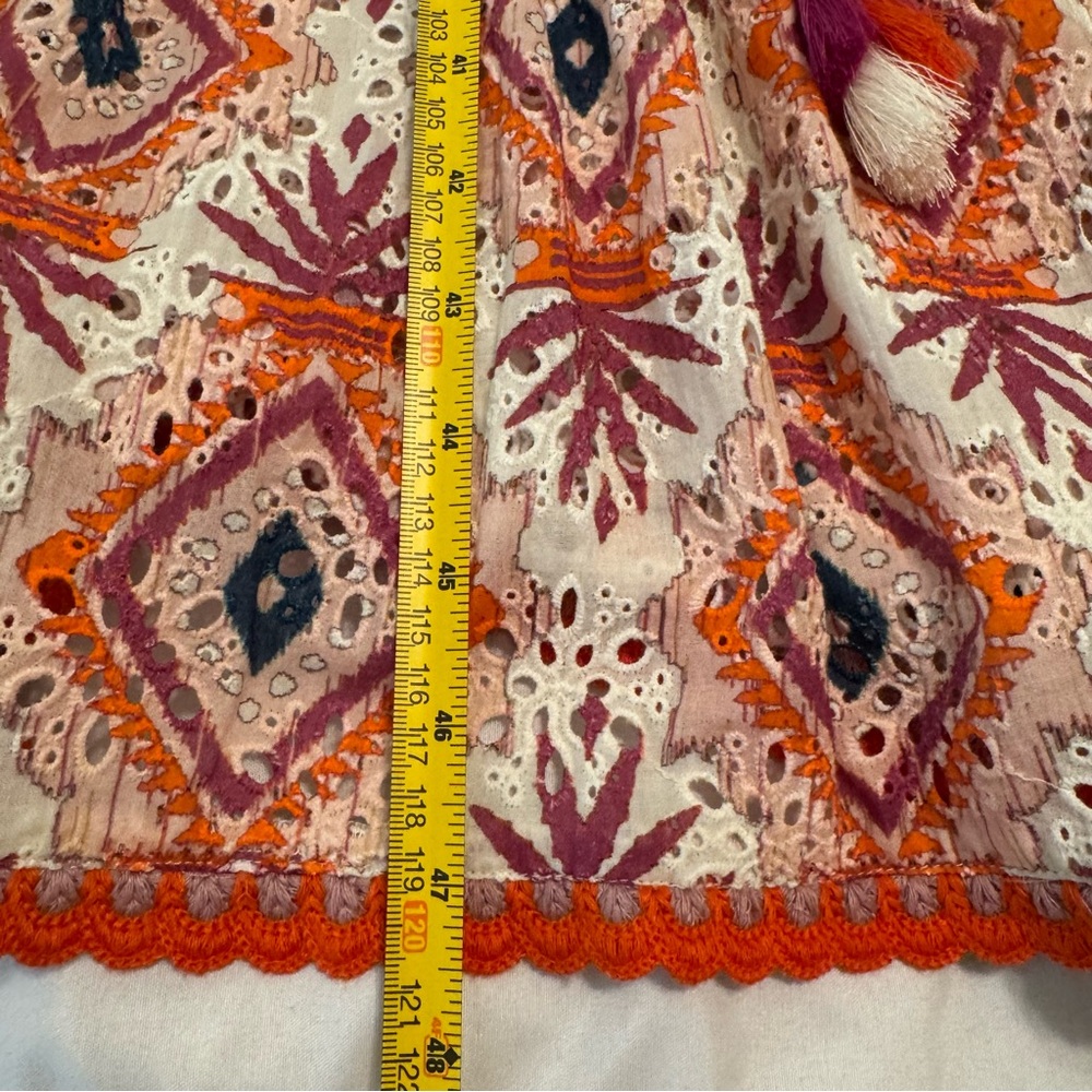 Sundance NWT Annetta Eyelet Tank Sleeveless Dress Orange Multi Colored Lined Sm - Picture 11 of 13